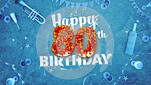 Happy 80th Birthday Card with beautiful details