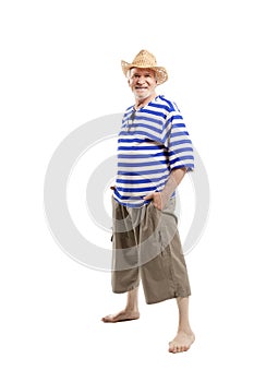 Happy active elderly man