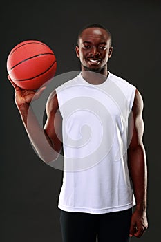 Happy african american basketball player