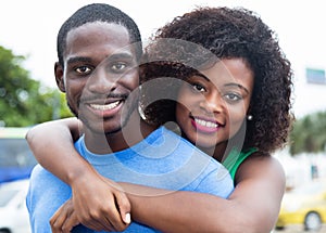 Happy african american couple outdoor in the city