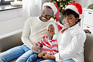 happy african american family on christmas at home