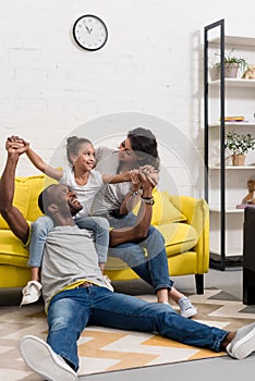 happy african american family spending time together