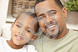 Happy African American Father and Son Family