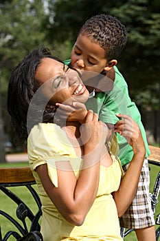 Happy African American Mother and Child