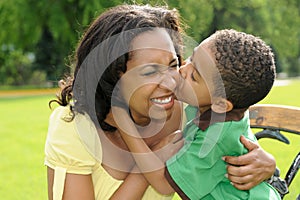 Happy African American Mother and Child