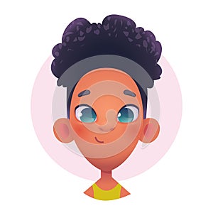 Happy african american young girl character. Avatar character illustration.