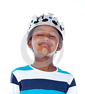 Happy african child with silvered crown