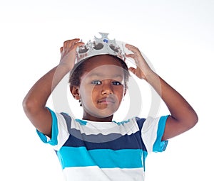 Happy african child with silvered crown