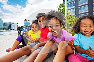 Happy African children having fun together outdoor
