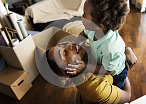 Happy african descent family concept photo