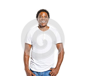 Happy African Man on White Background