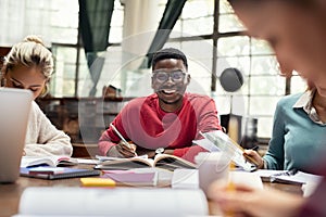 Happy african student smiling