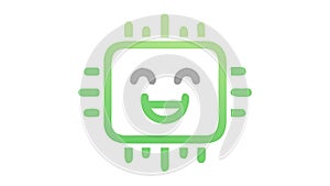 Happy AI Processor Icon, Smart Computing, Emotional Intelligence, Tech Innovation, vector design Generative AI