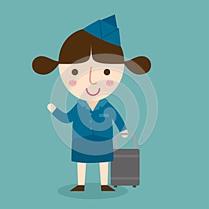 Happy air hostess vector