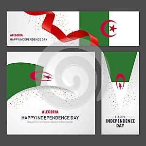 Happy Alegeria independence day Banner and Background Set