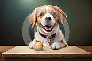 Happy Amazed Excited Dog Eating Icecream, Technology. Generative AI