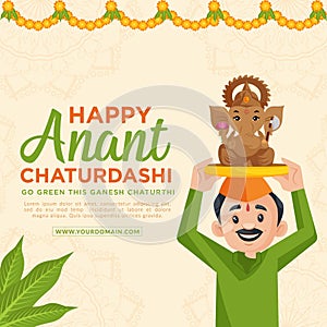 Happy Anant Chaturdashi Indian festival banner design photo