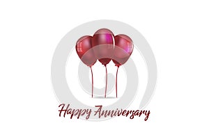 Happy anniversary with balloons greetings card. Simple vector image