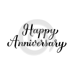 Happy Anniversary calligraphy hand lettering isolated on white. Birthday or wedding anniversary celebration poster. Vector