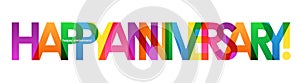 HAPPY ANNIVERSARY colorful overlapping letters vector banner