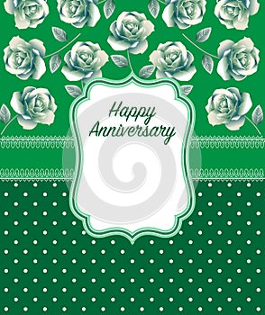 Happy anniversary Greeting Card in green Dominate color photo