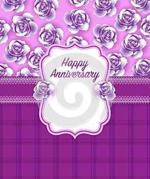 Happy anniversary Greeting Card in Purple Dominate colour