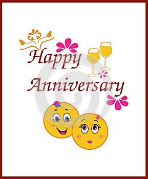 Happy Anniversary Greeting Card with Smiley Themes