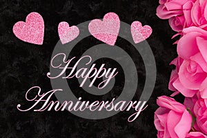 Happy Anniversary greeting with pink roses