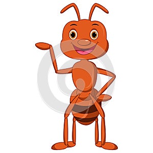 Happy ant cartoon presenting
