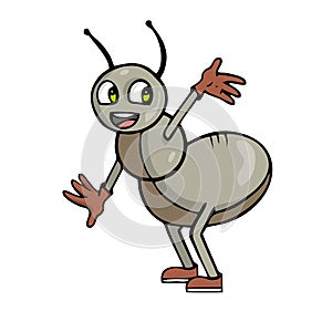 Happy Ant cartoon Vector illustration
