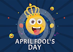 Happy April Fools\' Day Celebration Illustration wearing a Jester Hat and Surprise in Hand Drawn Templates