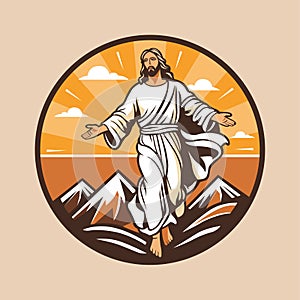 Happy Ascension Day of Jesus Christ Logo Vector Illustration