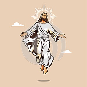 Happy Ascension Day of Jesus Christ Logo Vector Illustration