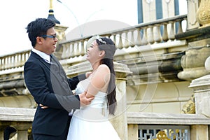 Happy asian bride and groom