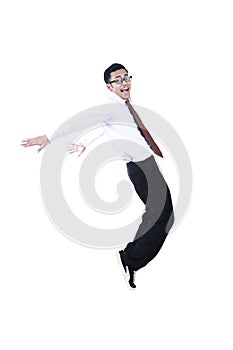 Happy Asian Businessman Dancing