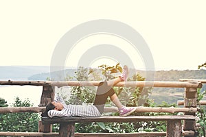 Happy asian children in nature ,relax time on holiday