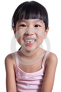 Happy Asian Chinese little girl with toothless smile