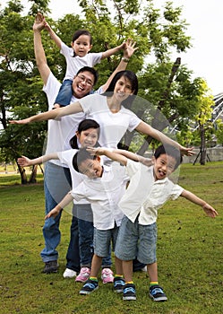 Happy asian family