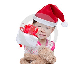 Happy asian girl with christmas hat