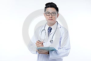 Asian Handsome Doctor Isolated on White Background photo