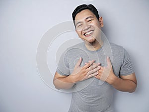 Happy Asian Man Smiling and Pointing Himself