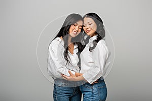happy asian mother and daughter in