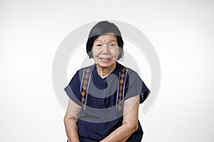 Happy asian woman relaxing at home , isolate on white background