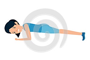 happy athletic girl doing push ups