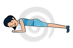 happy athletic girl doing push ups