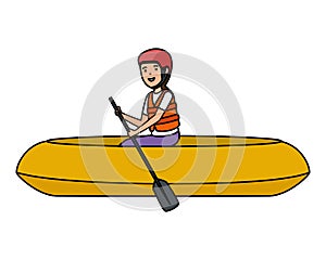 happy athletic girl in kayak character