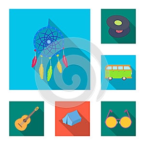 Happy and attribute flat icons in set collection for design. Happy and accessories vector symbol stock web illustration.
