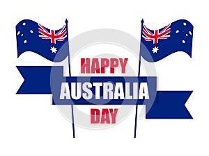 Happy Australia day 26th january. Greeting card with flag of Australia, national holiday. Vector