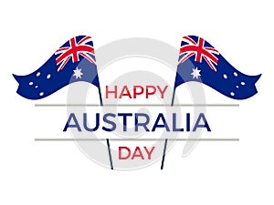 Happy Australia day 26th january. Greeting card with flag of Australia, national holiday. Vector