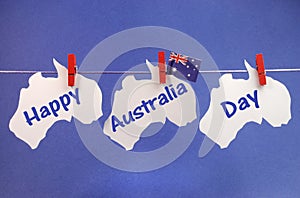 Happy Australia Day message greeting written acros